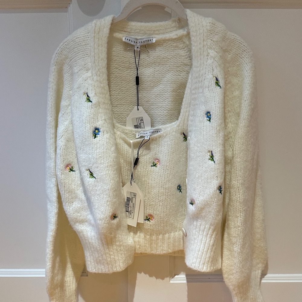 English Factory Floral Cardigan Set
